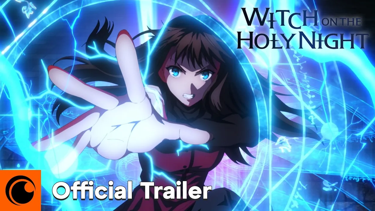 Aoko Aozaki casting blue lightning magic in the official trailer for the Witch on the Holy Night anime film from ufotable.